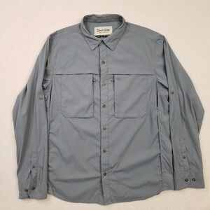 Duck Camp‎ Fishing Shirt Mens Large Gray brrr Cooling Nylon Stretch Outdoor Hike